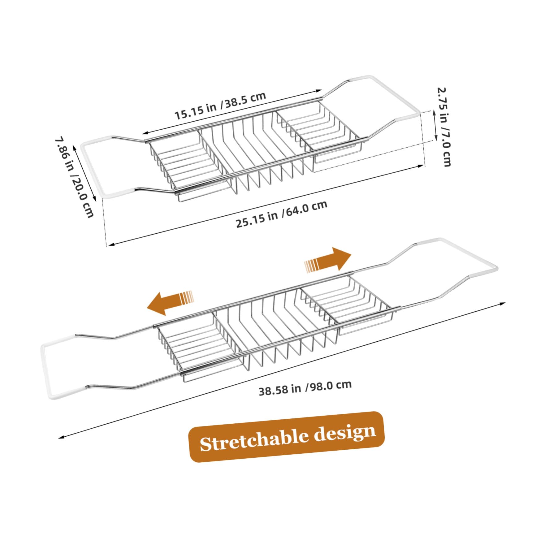 ibasenice bathroom bath tub tray telescopico, organizer per vasca in acciaio inossidabile 304, supporto antiscivolo per bagno e bagno rilassante, per cellulare e tablet