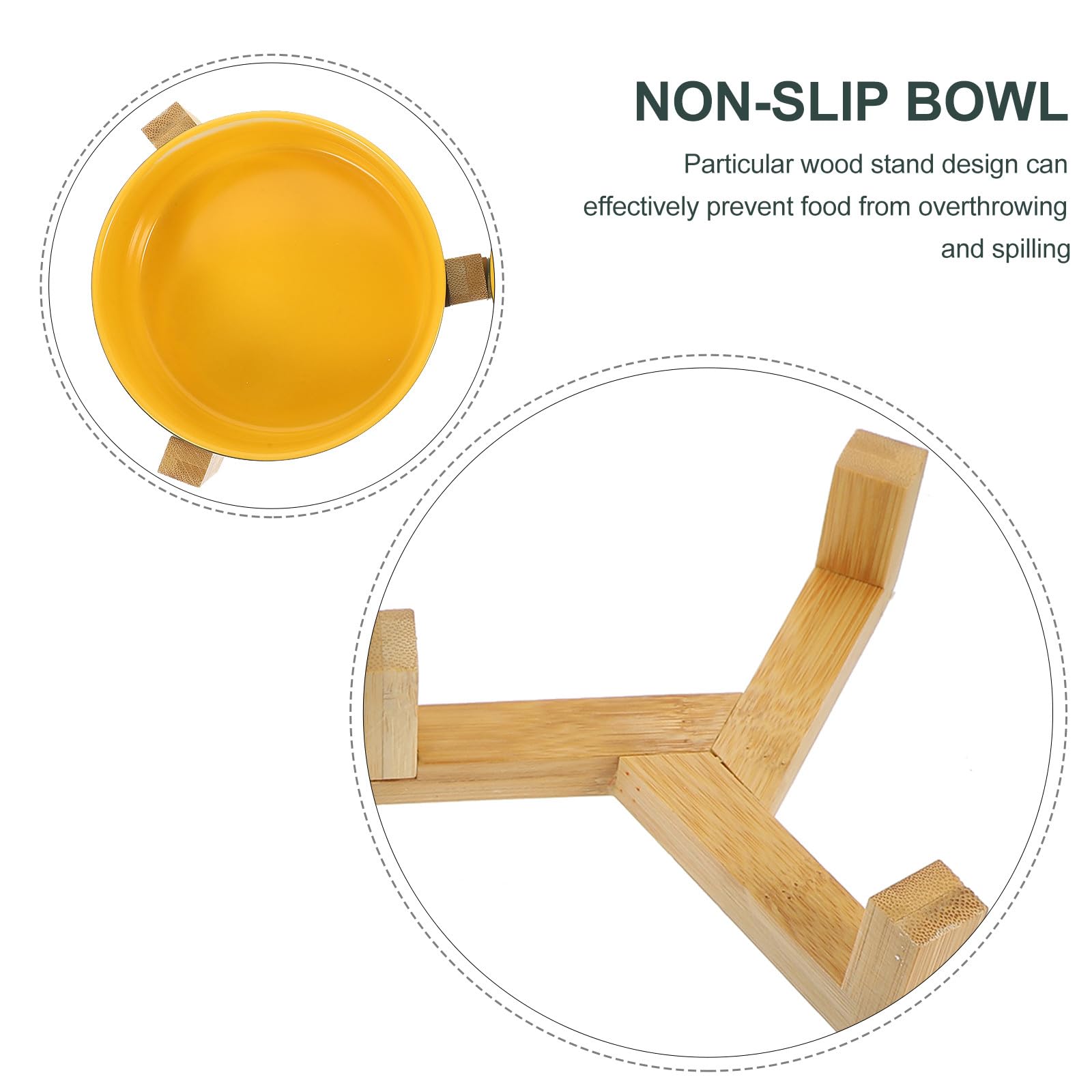 Abaodam Gamelle Double en Céramique Mate avec Support en Bois, Bol Pratique pour Chat et Chien, Anti-Renversement et Facile à Laver pour Toute Occasion