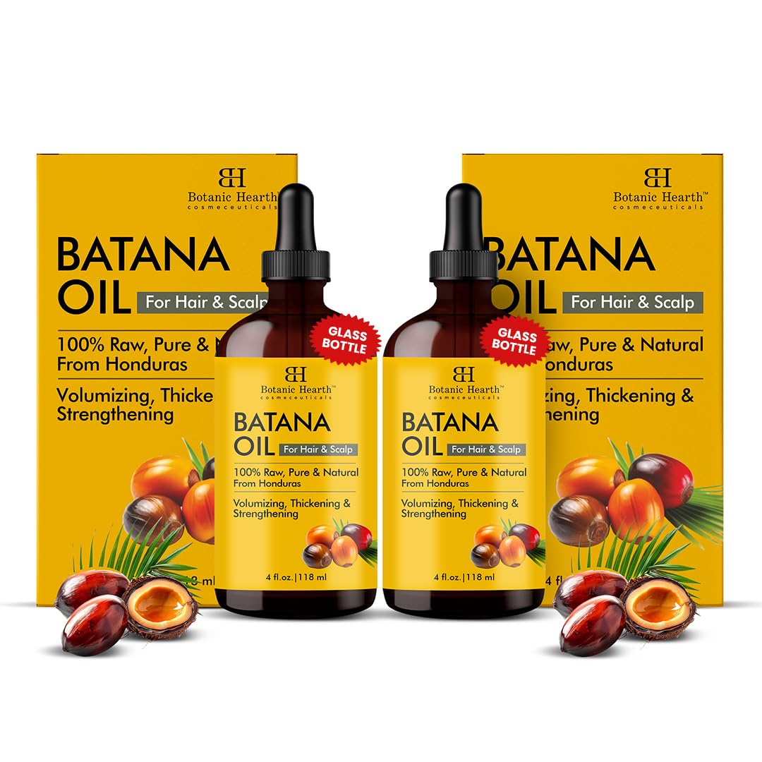 Botanic Hearth Hair Oil for Hair Growth | Strengthening Dry, Frizzy, Damaged Hair & Scalp Treatment | No Parabens or Harmful Sulfates | All Hair Types | Batana Hair Oil - 4 Fl Oz (2 Pack)
