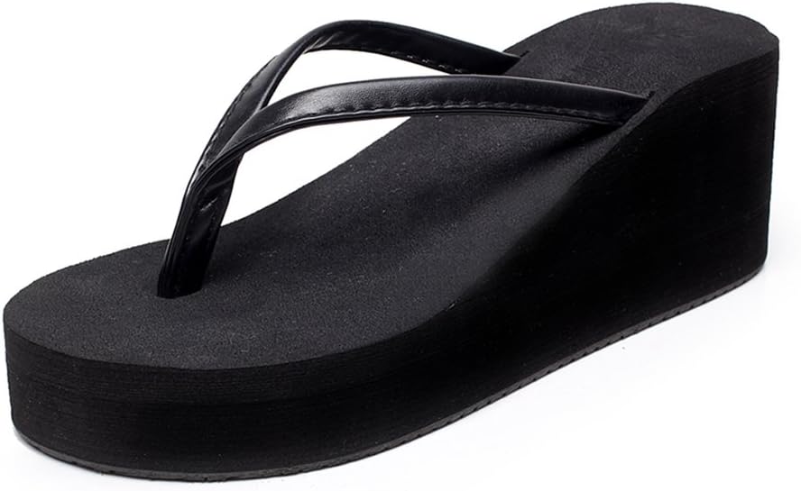 Trueyou Women's High Heeled flip Flops Black 6 B(M) US