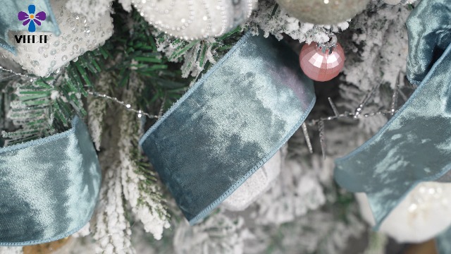 MEEDEE Dusty Blue Velvet Ribbon - 2.5 Inch Wide, 10 Yards, Wired Edges For Christmas Tree & Craft Decor