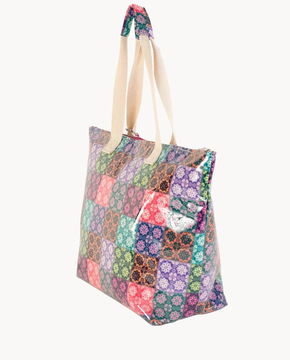 Genérico Kbas Bolso de Playa, Lona Plastificada, Multicolor, Cierre de Cremallera, 54x38x22 cm