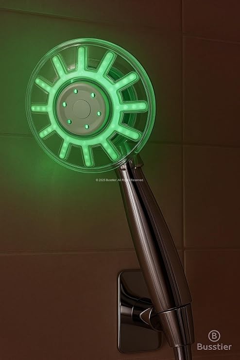 Busstier Sıcaklık Göstergeli LED Duş Başlığı, Su Tasarruflu Renk Değiştiren Işıklı, Krom Gövdeli Bataryasız Kolay Montajlı Modern El Duşu, Sağlıklı Temizlik için Banyo Aksesuarı [Enerji Sınıfı A++]