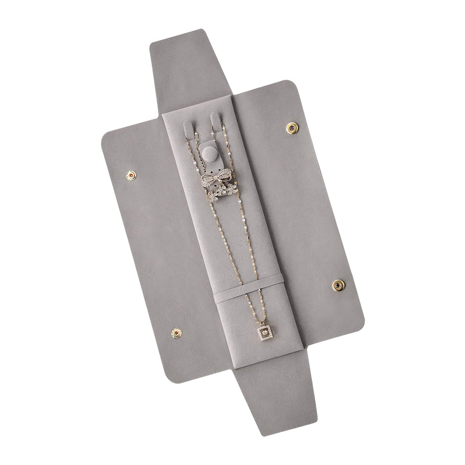 Piceioep Portable Leather Jewelry Organizers for Travel with Multiple Compartments Secure to Protect Necklaces Leather Organizers