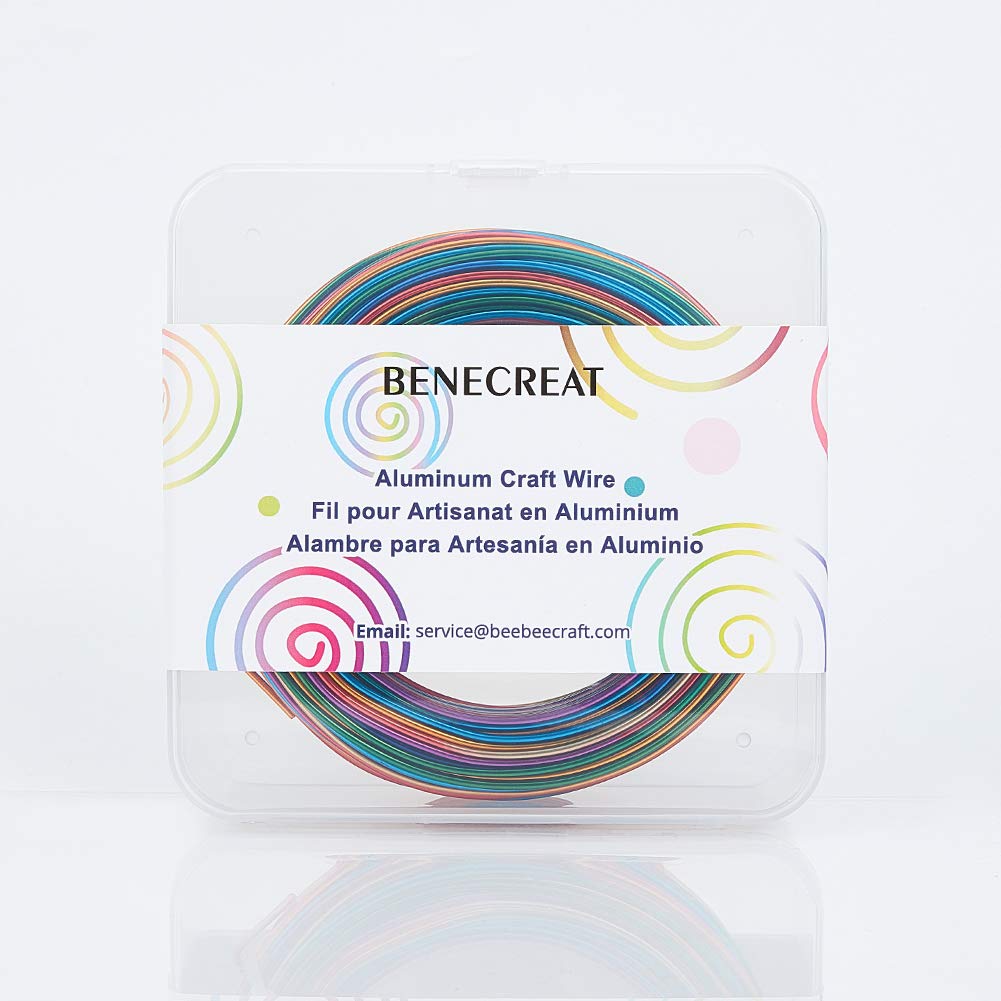 BENECREAT Fil Aluminium Bijoux Multicolore 18 Gauge (1mm) 93m - Boîte De Rangement Argent Or Marron Rouge Sienne