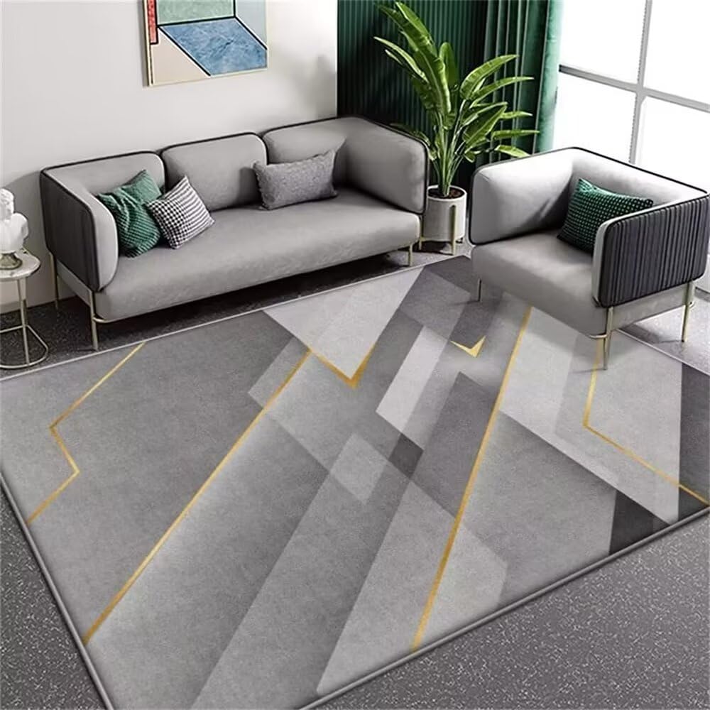 Tapis de salon gris 90x160cm antidérapant et sécurisé pour toute la famille