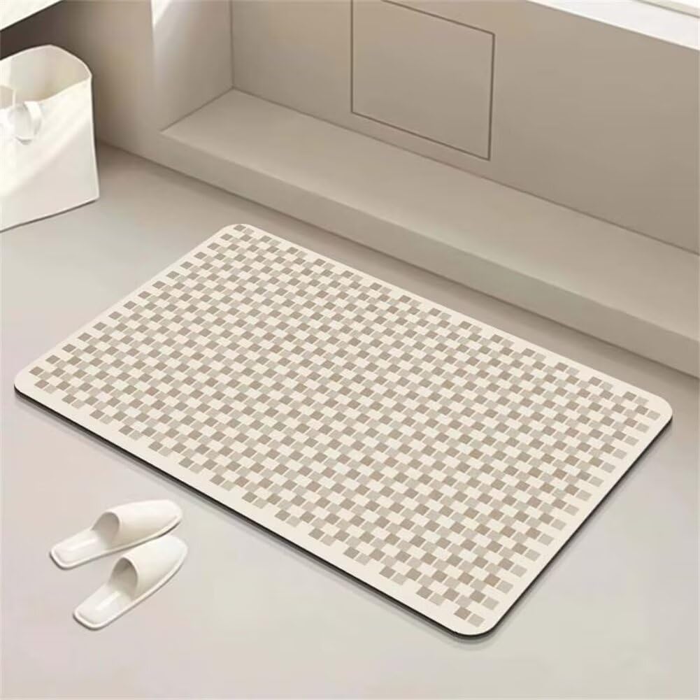 Alfombrilla de baño Absorbente de 90 x 120 cm, Antideslizante, Lavable, de Secado rápido, para bañera, Ducha, Dormitorio, lavadero, Color Neutro, 6-872