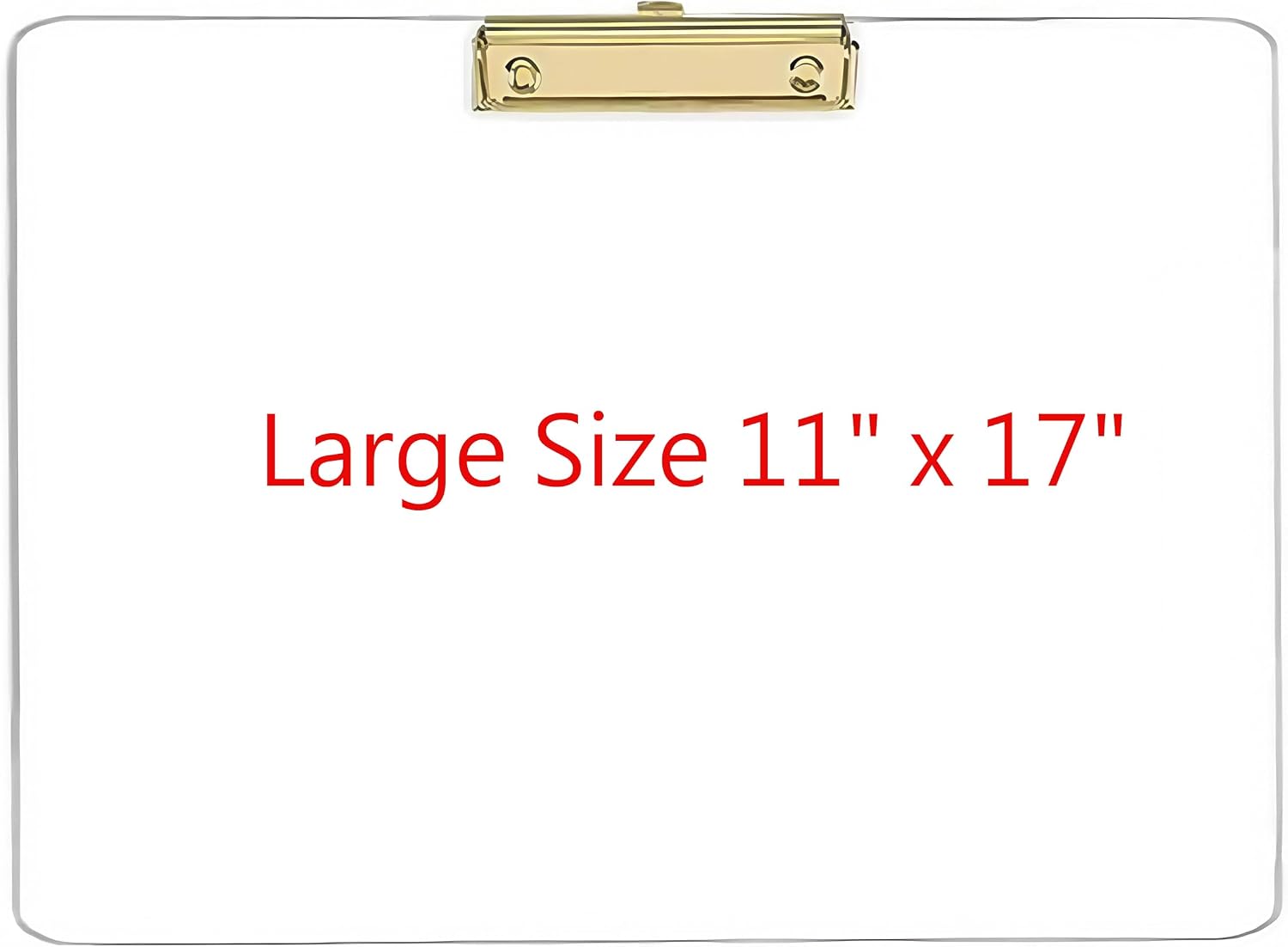 JIARI 1 Pack 11x17 Clipboard Clear Acrylic Horizontal Clipping Board Large Size (Gold 1 Pack)