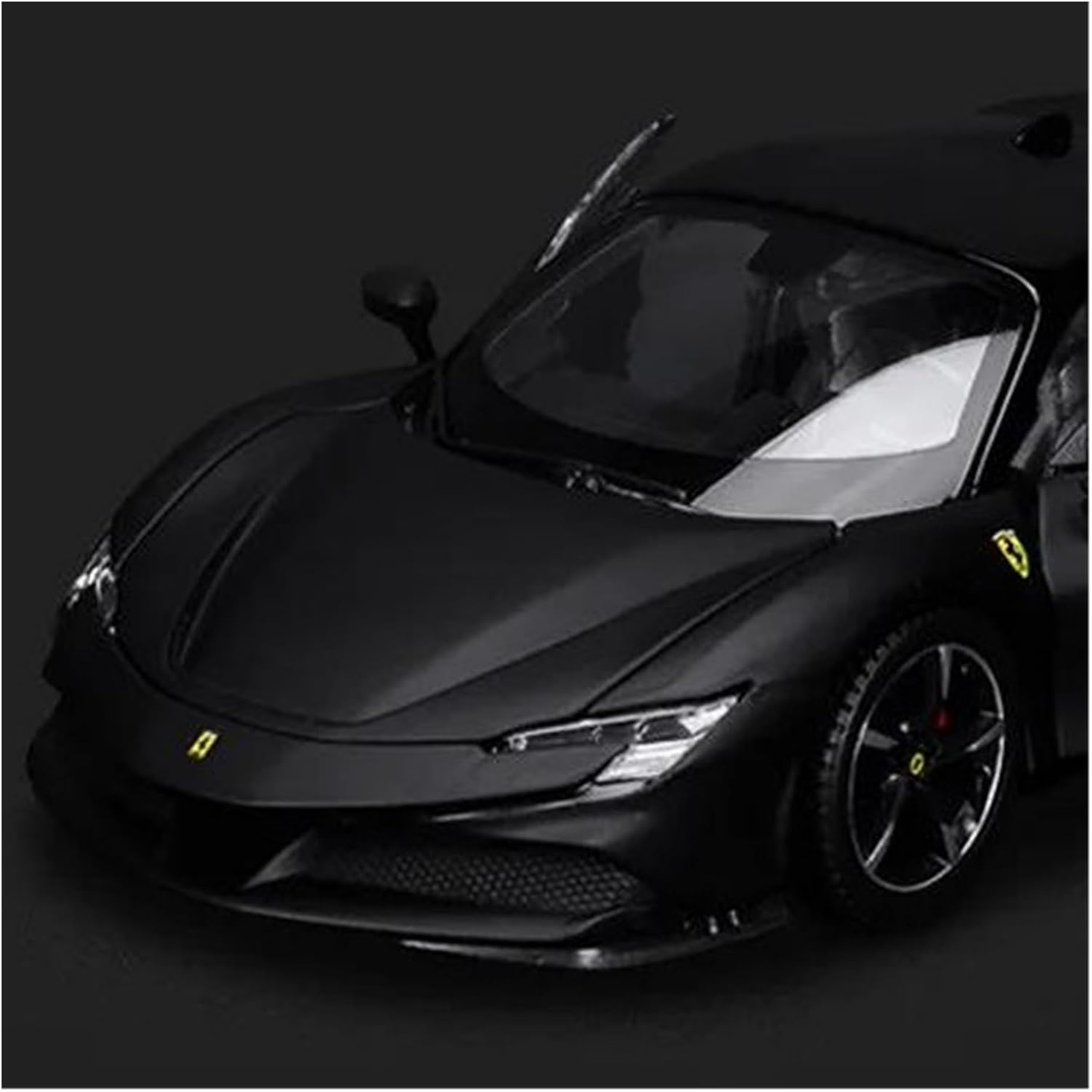 Scale car Model 1:24 for Sf90 Stradale Car Model Diecast Alloy Metal Car Model Decorative Souvenirs Put in Display Cabinet Suitable for Display(Black)