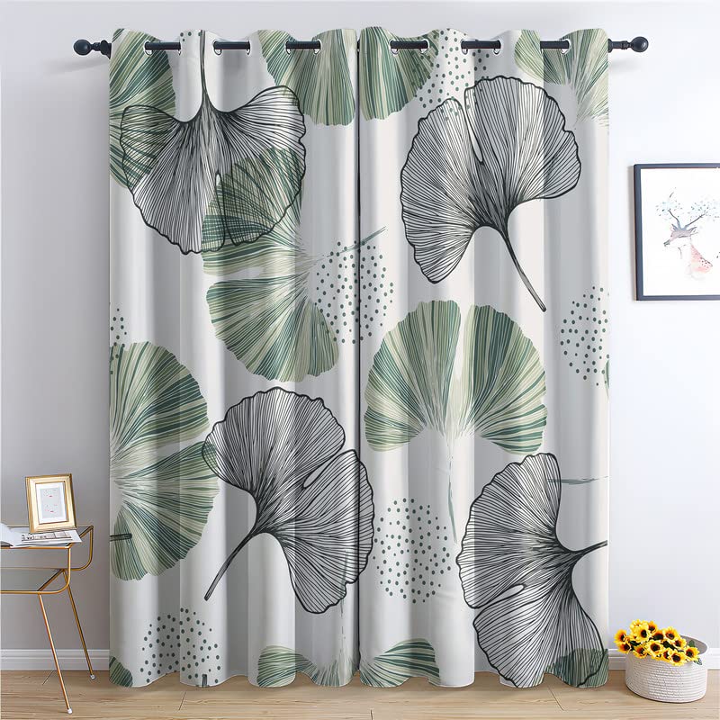 Rideaux occultants pour chambre de bébé et enfant avec motif moderne Ginkgo