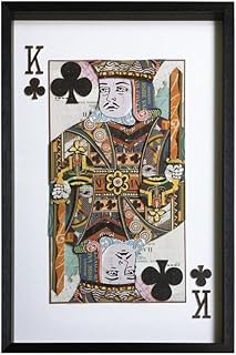 Yosemite Home Decor "King of Clubs Glass Framed 3D Wall Art in Multi-Color