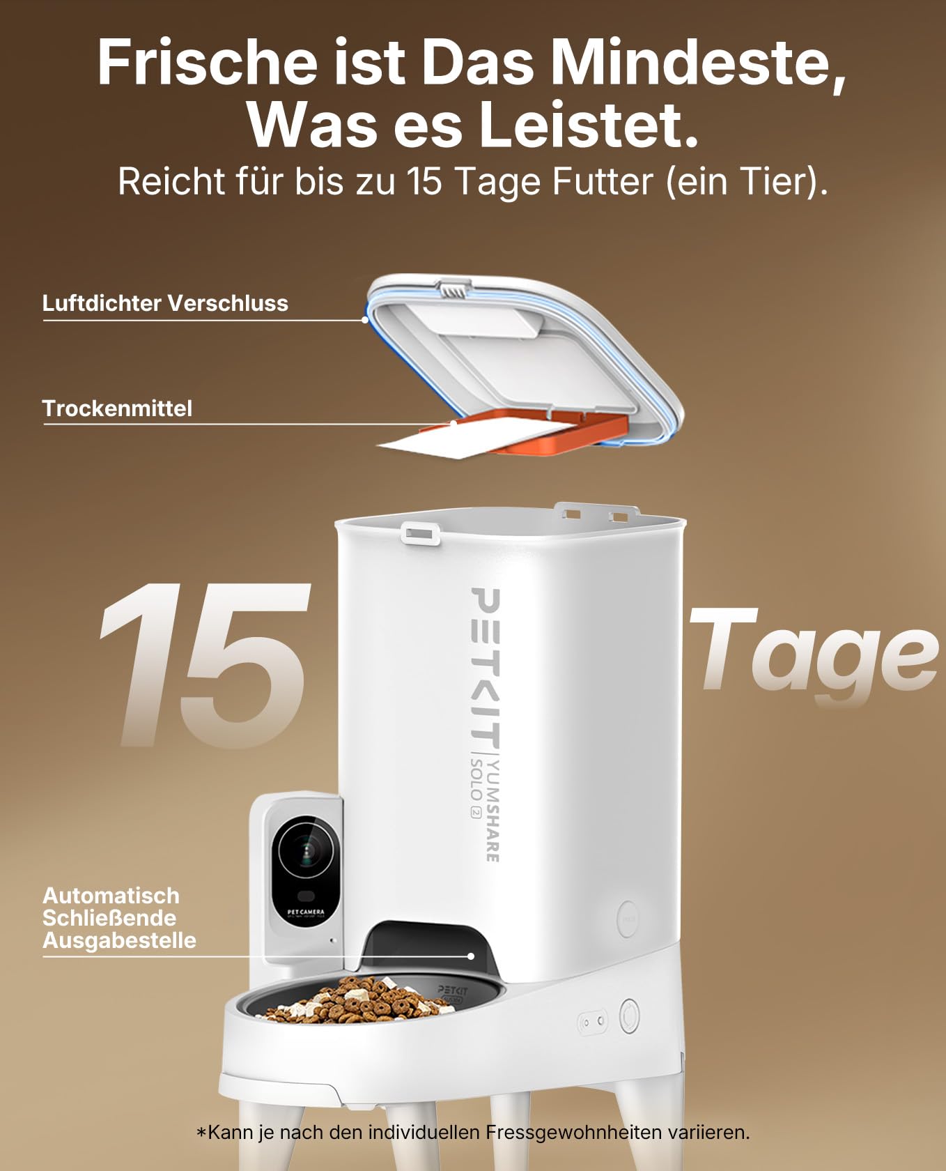 PETKIT YumShare Solo 2 Futterautomat Mit Kamera, Gesichtserkennung für Mehrere Katzen,KI Futterautomat Katze,3L Katzen Futterautomaten,Automatischer Futterspender für Katze und Hund,2.4 & 5G Wi-Fi