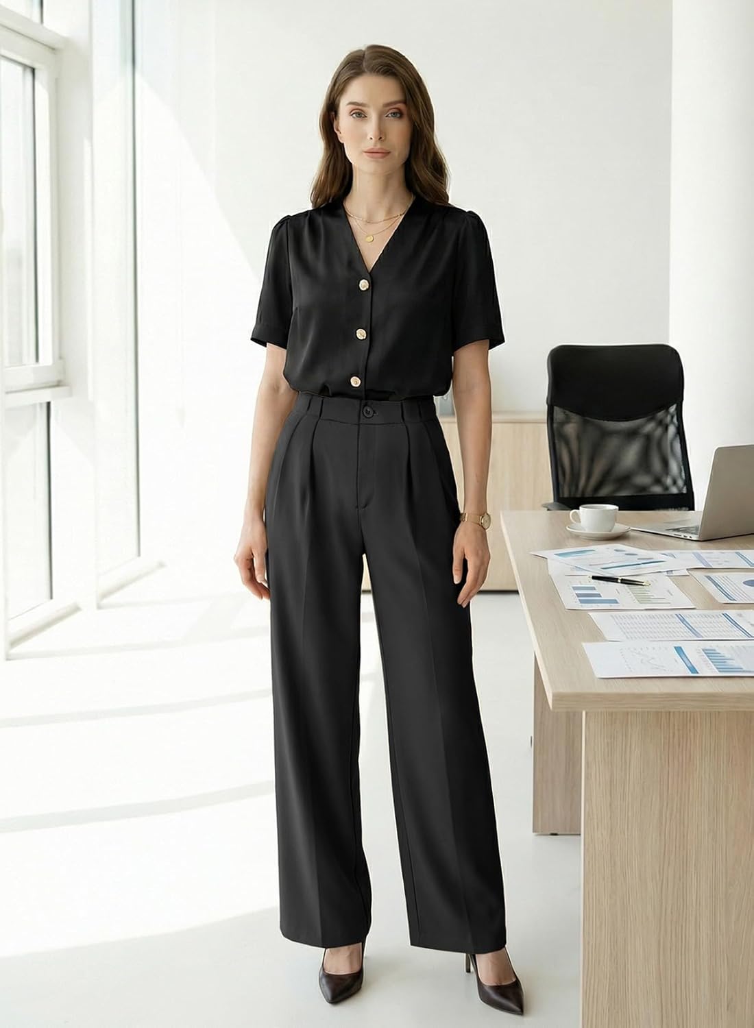 EVALESS Womens Dress Pants High Waisted Business Casual Work Office Trousers