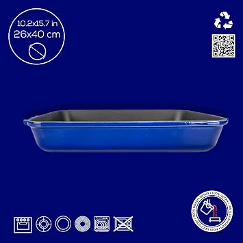 Lava Metal Premium Series - Cast Roast and Oven Tray, Rectangular, 26x40 cm, Majolic Blue