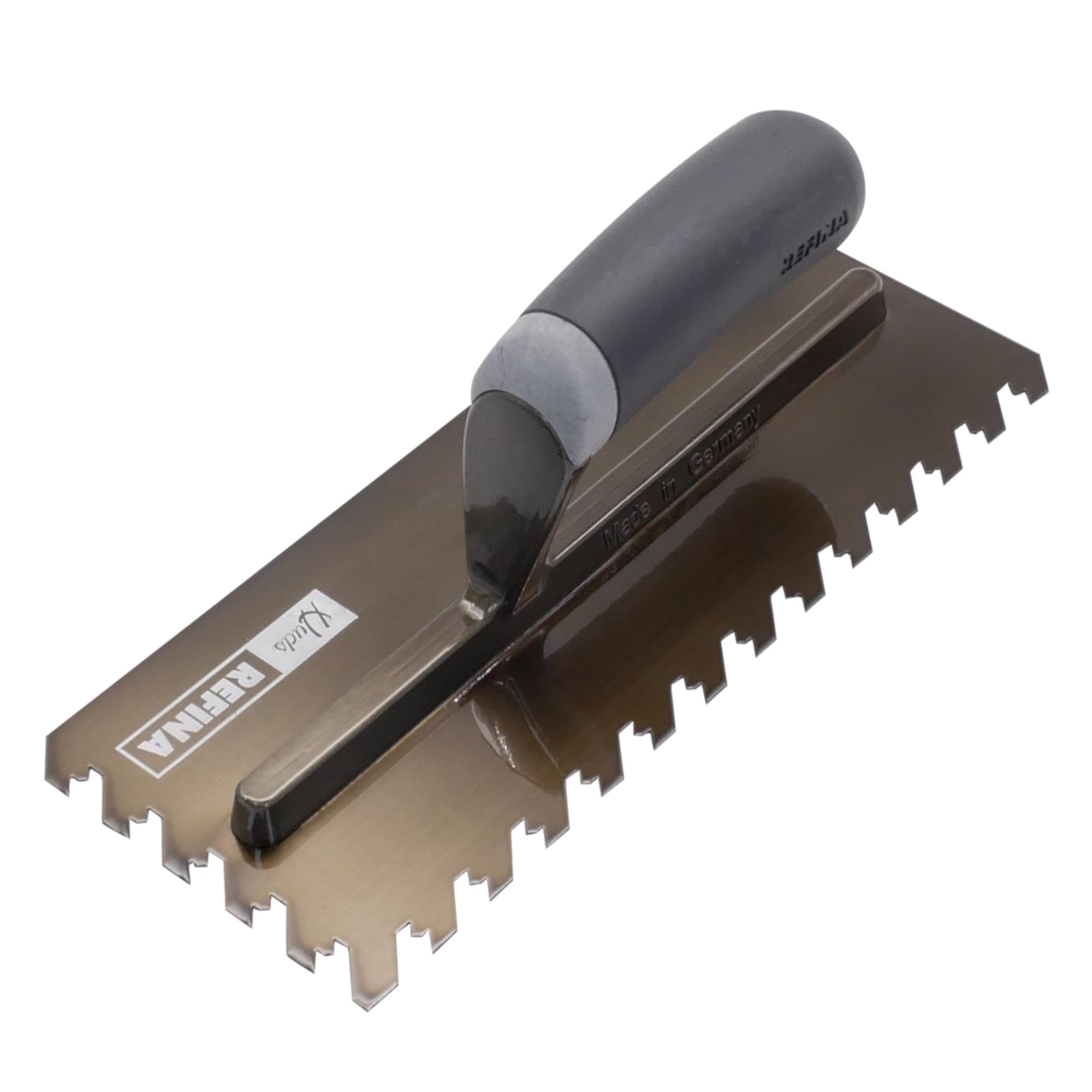 Refina NotchTile Graphite Adhesive Spreading Notched Tiling Trowel Right Handed 11" (280mm) with 10mm Notches - 2022810R