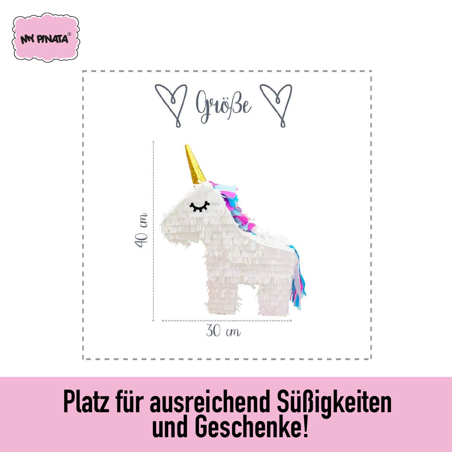 TIME FOR FIESTA MY-PIÑATA PIÑATAS & MORE Pinata unicorno da riempire con caramelle, perfetto per il compleanno dei bambini, come idea regalo o come gioco di nozze