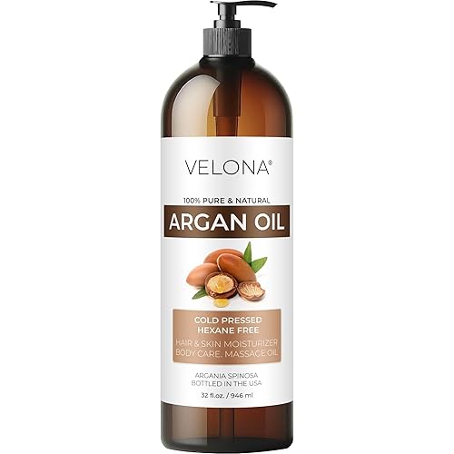 velona Aceite de argán - 32 onzas líquidas | 100% puro y natural | Aceite de Marruecos | Cuidado de la piel, cuerpo y cara | Protector de uñas | Sin