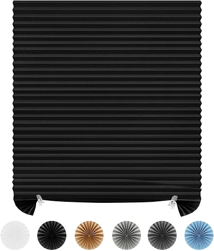 Maritown Persianas de papel opacas sin cordones de 35 x 71 pulgadas, sin taladro, cortadas a medida, autoadhesivas, plisadas, temporales, para