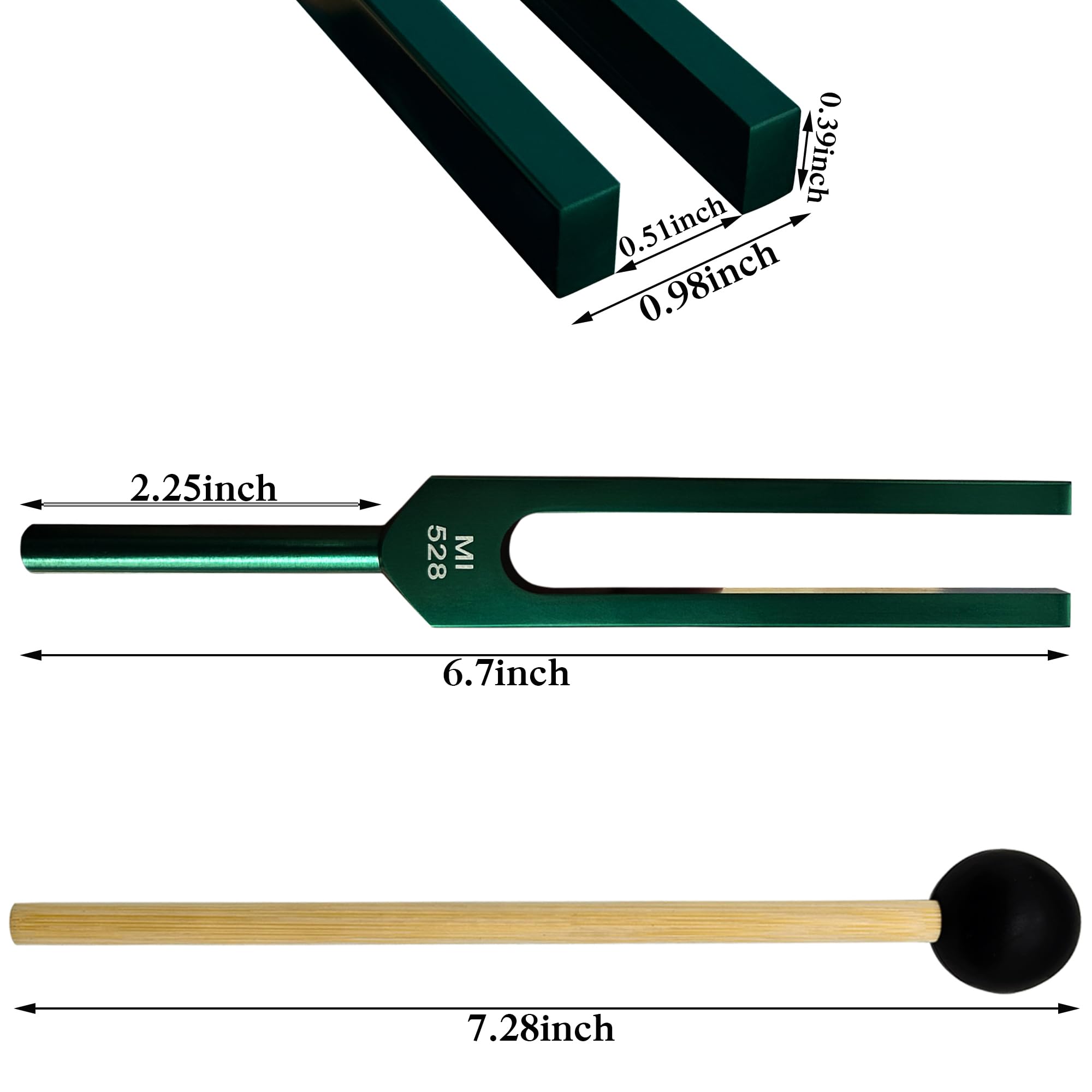 MI528 Hz Tuning Fork Set 528 Hz Tuning Forks Chakra for DNA Repair Healing Tuning Forks Medical Sound Healing Tuning Fork Stress Relief Gift for Women (Green)