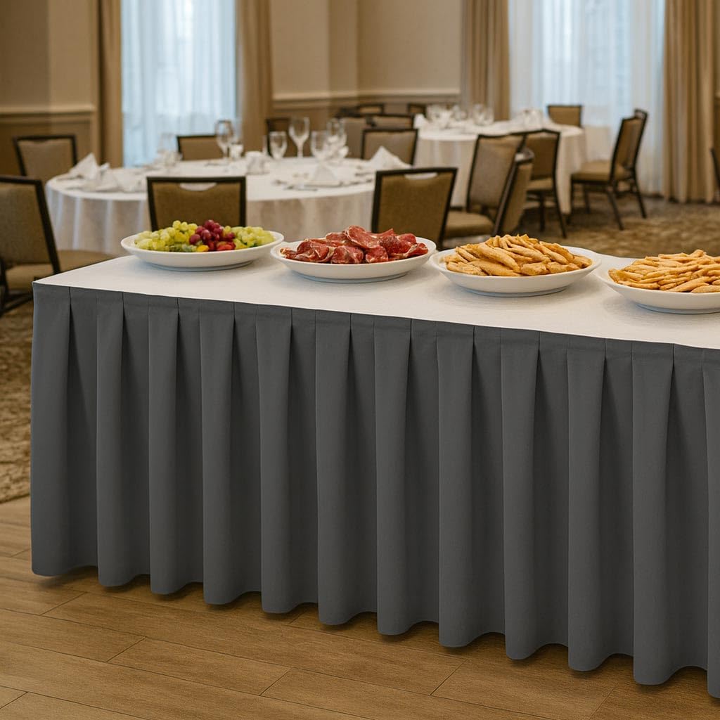 Skirting Plisseefalte für Catering Hochzeiten Gastronomie (Anthrazit, 490 x 73 cm)