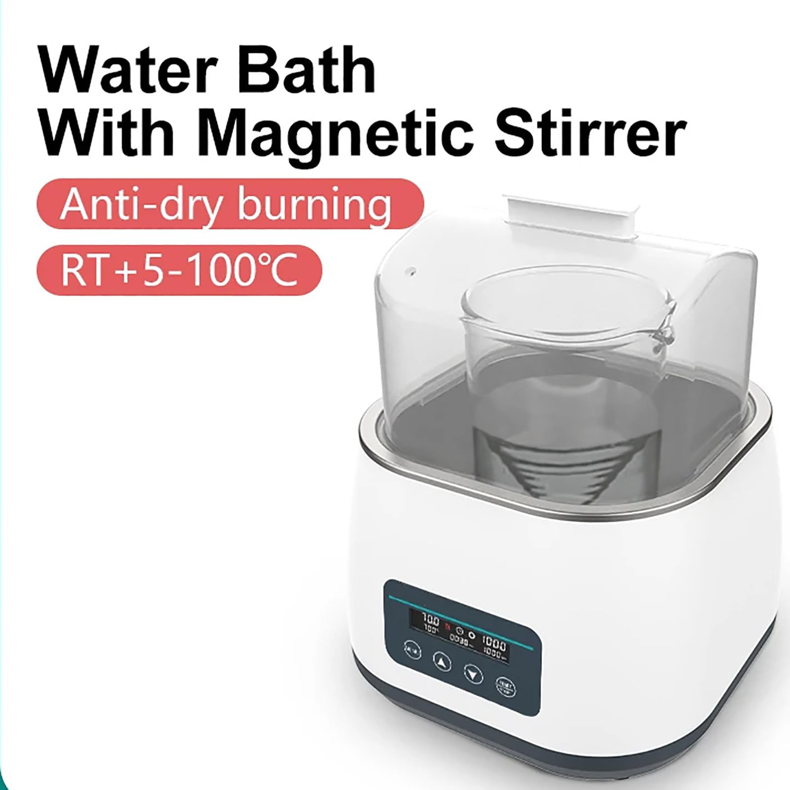 SNBGRYE BañO MaríA De Laboratorio A Temperatura Constante - Anti-Quemado Seco, con Agitador MagnéTico 100-1200rpm, AgitacióN MagnéTica Doble, Temperatura/Tiempo Ajustable