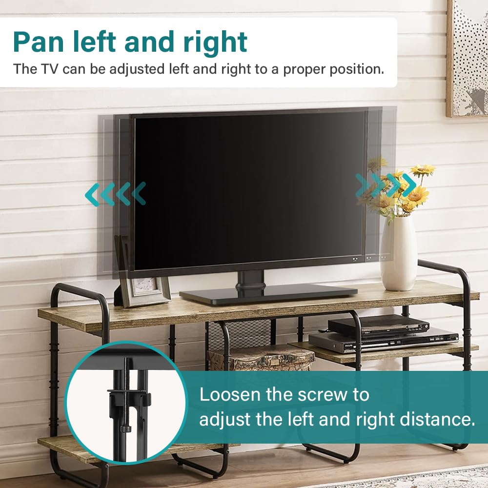 BFTOU Support TV Universel pour téléviseurs de 27 à 75 Pouces pivotant +/-35° réglable en Hauteur Base TV VESA Max 400 x 400 mm, Peut Supporter jusqu'à 35 kg, Noir