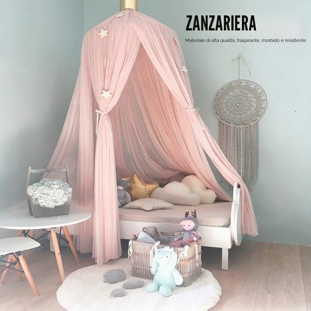 wosume Zanzariera, Elegante Colore casa Maglia zanzariera Letto per Bambini a baldacchino Rete Bambino Camera da Letto Bambino(Rosa)