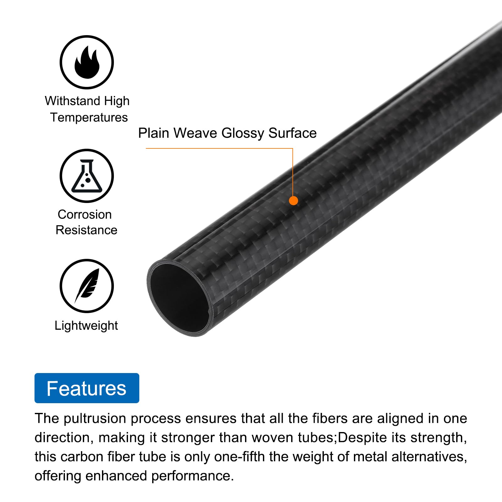 QUARKZMAN 4Pcs Tubes en Fibre de Carbone 14 x 16 x 500mm Surface Lisse en Tissage Uni Tige en Carbone Enroulée en Rouleau 3K pour Avion RC Quadricoptère Multicoptère