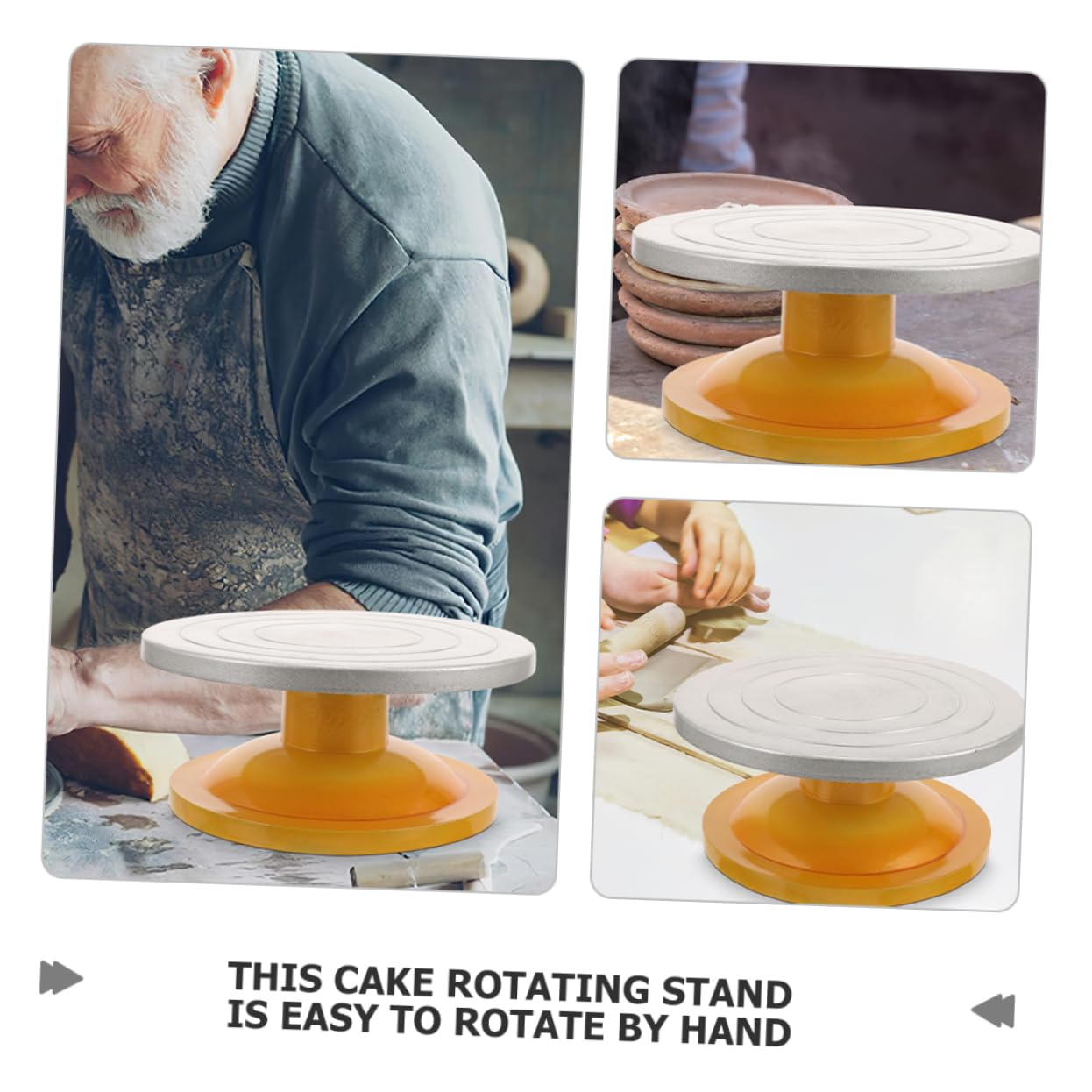 Drehbarer Tortendrehteller 2 Stück aus Metall und Kunststoff 25cm Verschleiß und Bruchfest für Kuchen Dekorieren und Backzubehör