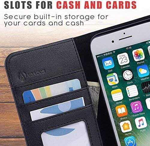 Abacus24-7 iPhone 6 and 6S Case, Wallet with RFID Blocking Flip Cover, Black