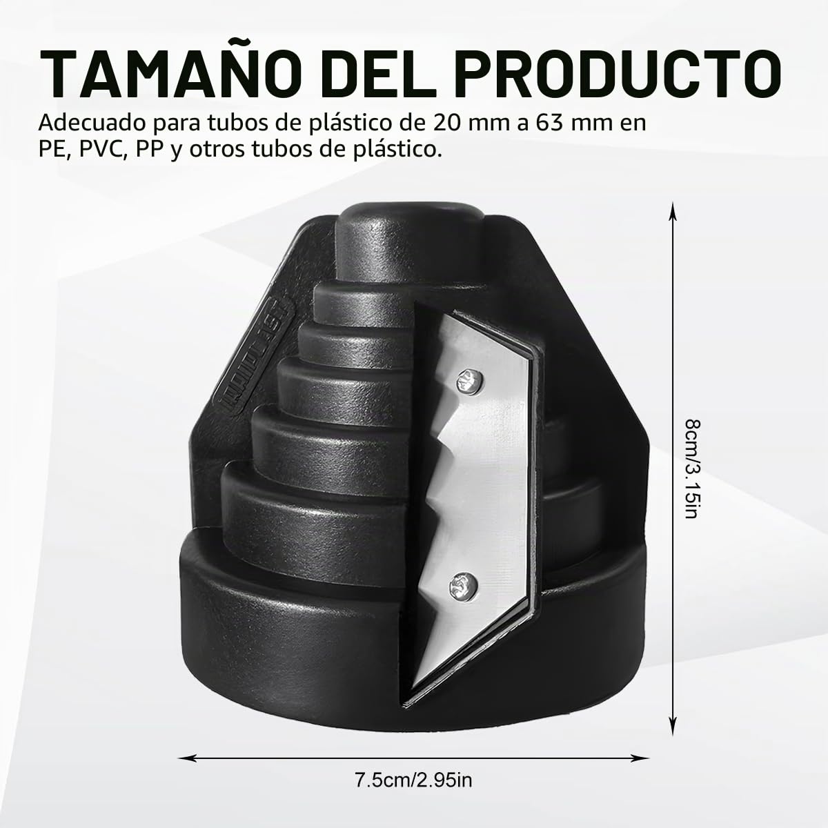 Desbarbador Manual de Tubos de PVC, PP y PE, Herramienta para Biselar Tubos de 20-63 mm