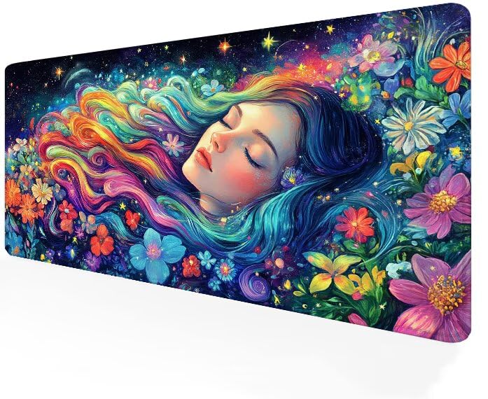Tapis de Souris Gamer Fleur G1-482 Idée Cadeau Femme Grand Sous-Main Décoration Bureau