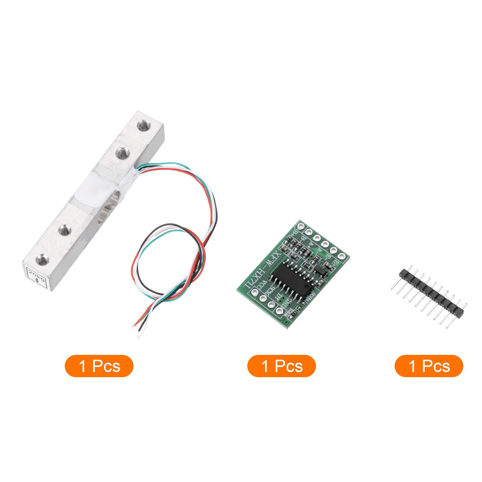 QUARKZMAN Sensori di Pesatura, Sensore Peso Cella Carico Digitale 20 Kg + Sensore Pesatura Modulo Hx711 24 Bit Precisione A/D Doppio Canale per Kit Bilancia Cucina Elettronica Portatile