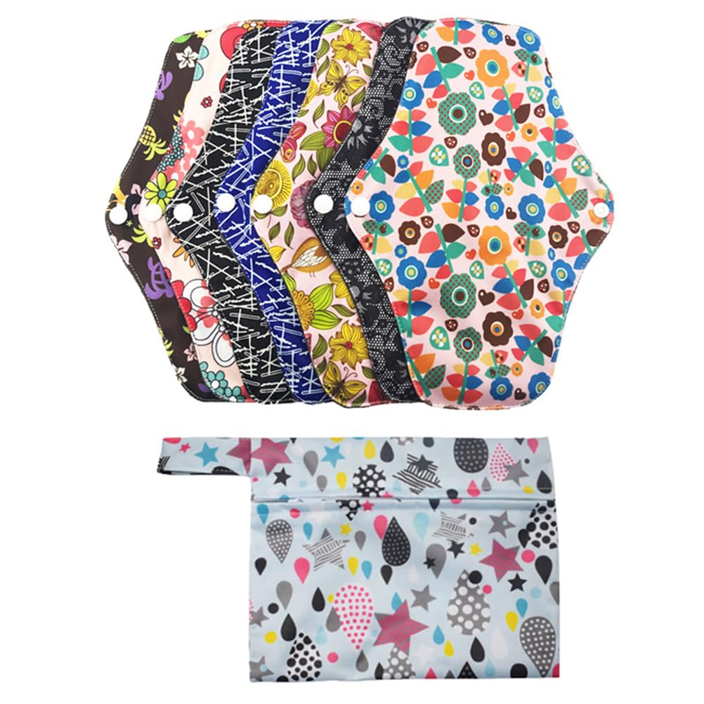 Healifty Washable Sanitary Pads Set Reusable Menstrual Cloth Pads with Waterproof Leak-Resistant Outer Layer and Soft Microfiber Inner for Comfortable Period Care with Storage Bag