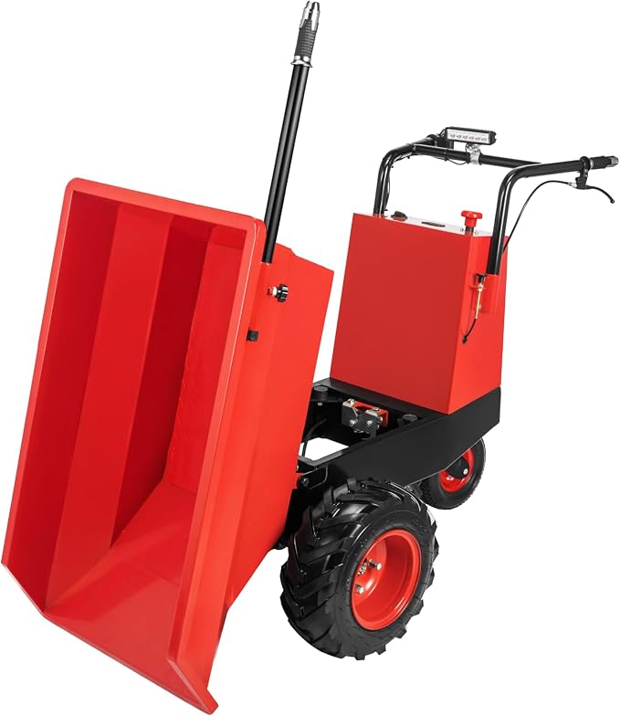 GroundRunner ED300 Carretilla eléctrica 661 lb, Batería AGM de 48V 20Ah, Motor 650W, Volteo hidráulico automático, Freno EBS, Luz LED, avance y reversa, para construcción, jardinería y granja miniatura 3
