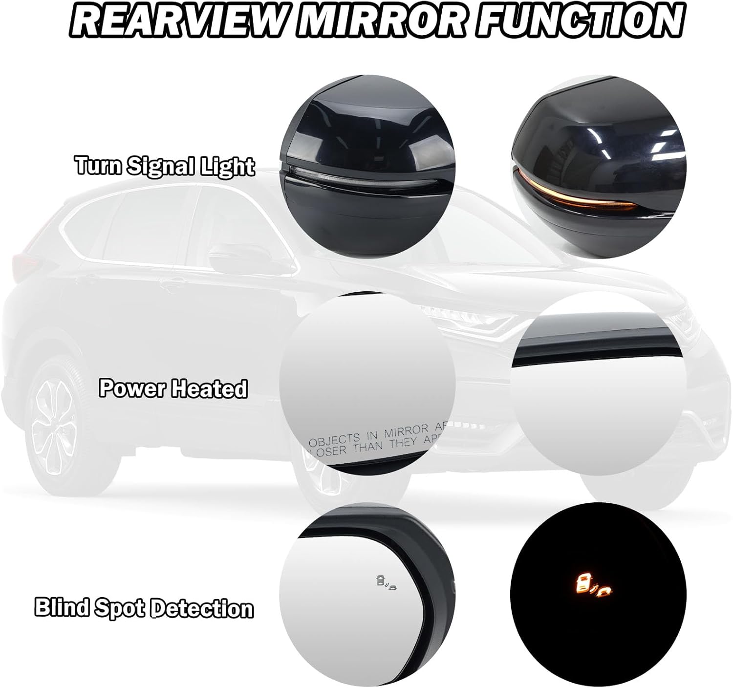 Passenger Side Mirror For 2017-2022 Honda CRV Side Mirror with BSD Heated Turn Signal