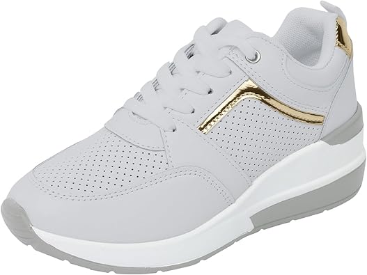 Womens Platform Sneakers Hollow Out Breathable Non-Slip Sneakers Zipper Slip On Gym Sport Athletic Tennis Shoes Lightweight Comfortable Walking Shoes Fashion Sneaker