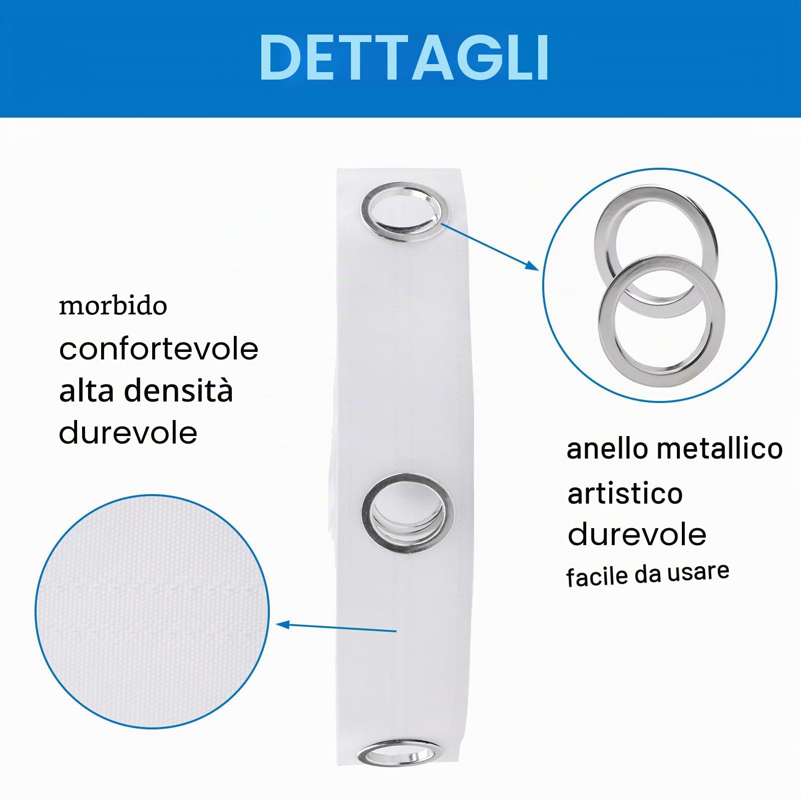 INCREWAY Nastro per tende, 10 m, per testata tende, decorazione fai da te, bianco, con occhielli