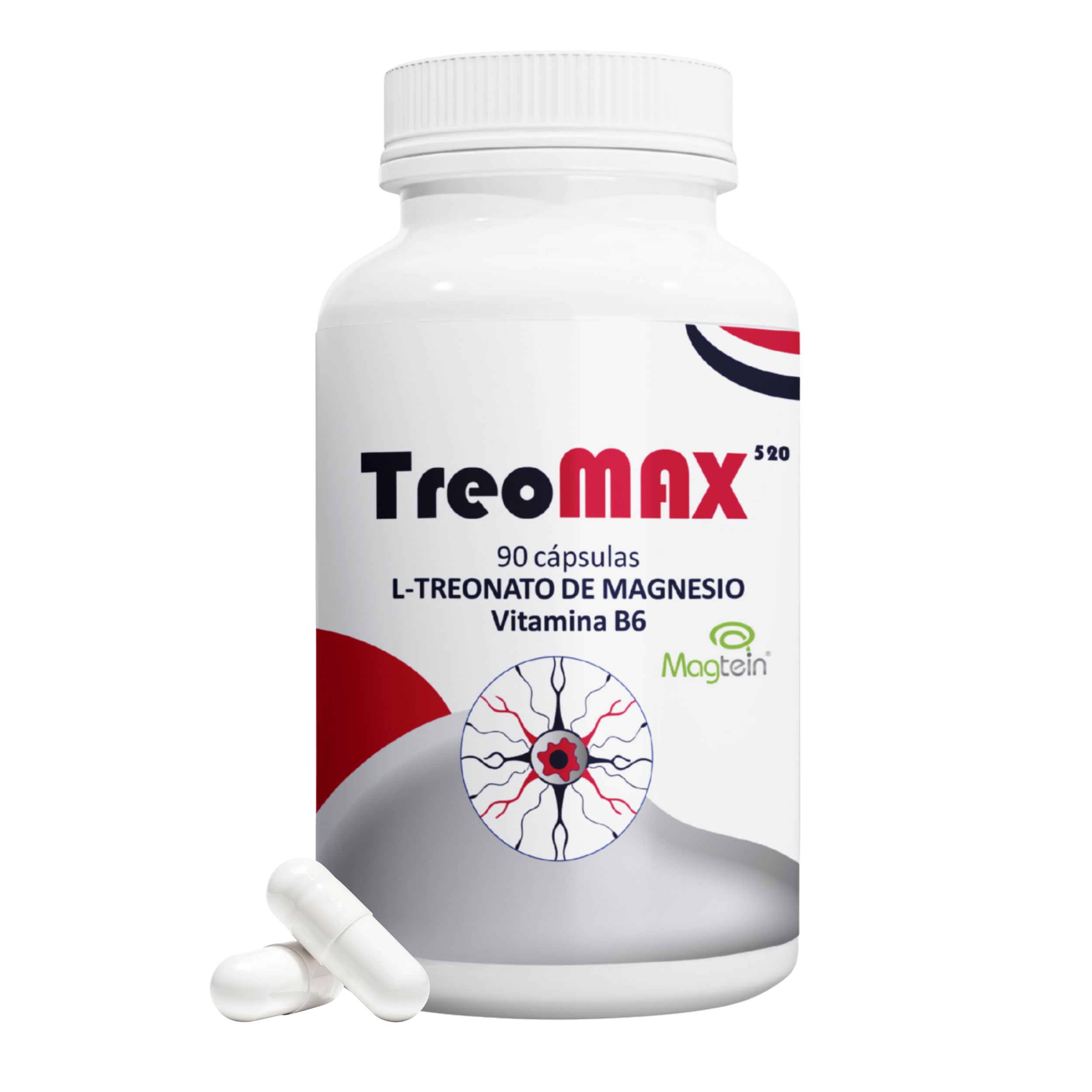 TreoMAX de Margan Biotech, 90 cápsulas | Treonato de Magnesio | Vitamina B6 | Complemento Alimenticio Para la Salud Cognitiva | Patente Magtein a dosis funcional + B6
