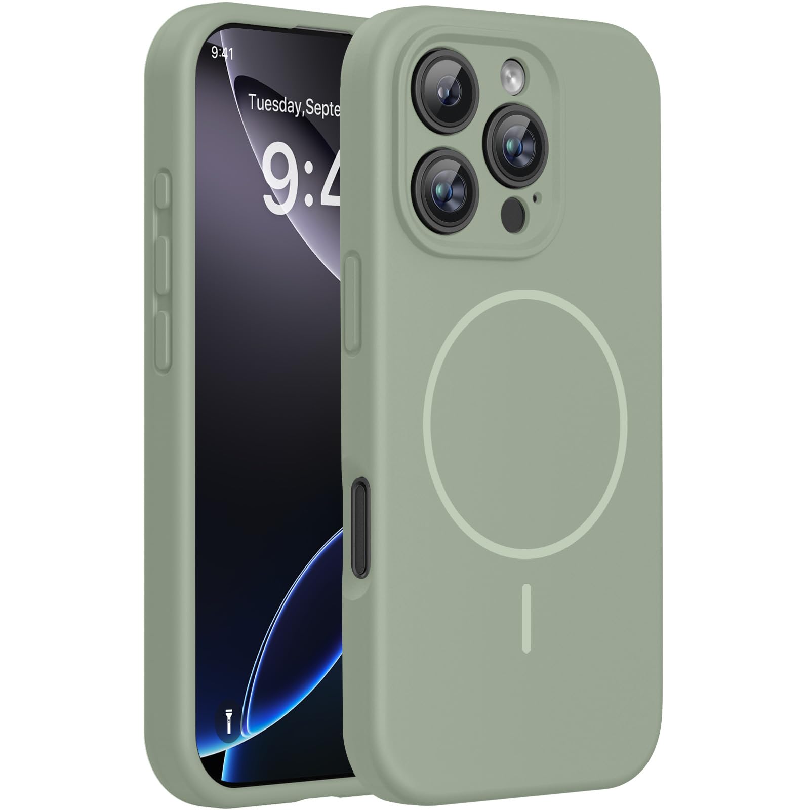 Miracase Silicone &amp; Magnetic for iPhone 16 Pro Max Case, Patina Green