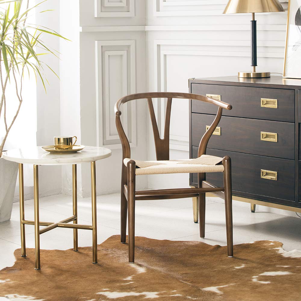 Tomile Wishbone Chair Y Chair Solid Wood Dining Chairs Rattan Armchair Natural (Ash Wood - Walnut)