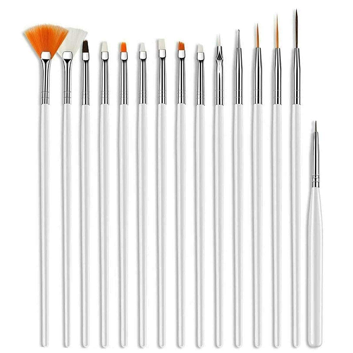 SUNISA Nail Art Painting Brushes/Drawing Pen/Nail Art Design Painting Tool Pen Polish Nail Brush | Acrylic Nail Art Design Painting Tool Pen Polish White Nail Brush - (Set of 15)-image-36