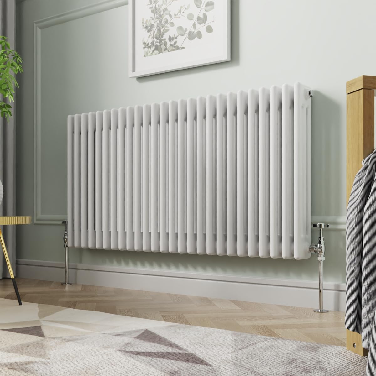 NRG 600 X 1190 mm Gloss White Horizontal Cast Iron Radiator Triple Panel