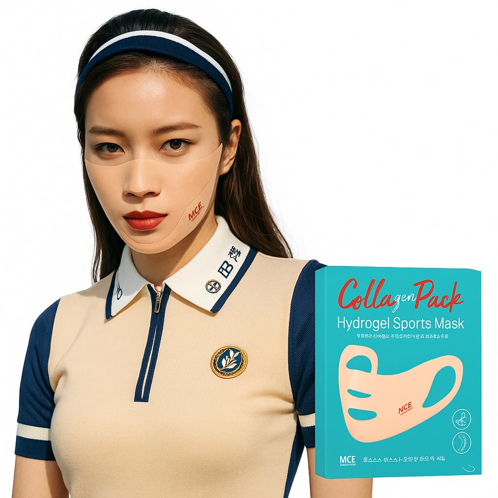 korean collagen hydrogel sports mask pack 5-pack medium uv-blocking elastic hydrogel fabric moisturizing amp soothing ear-loop fit for outdoor activities