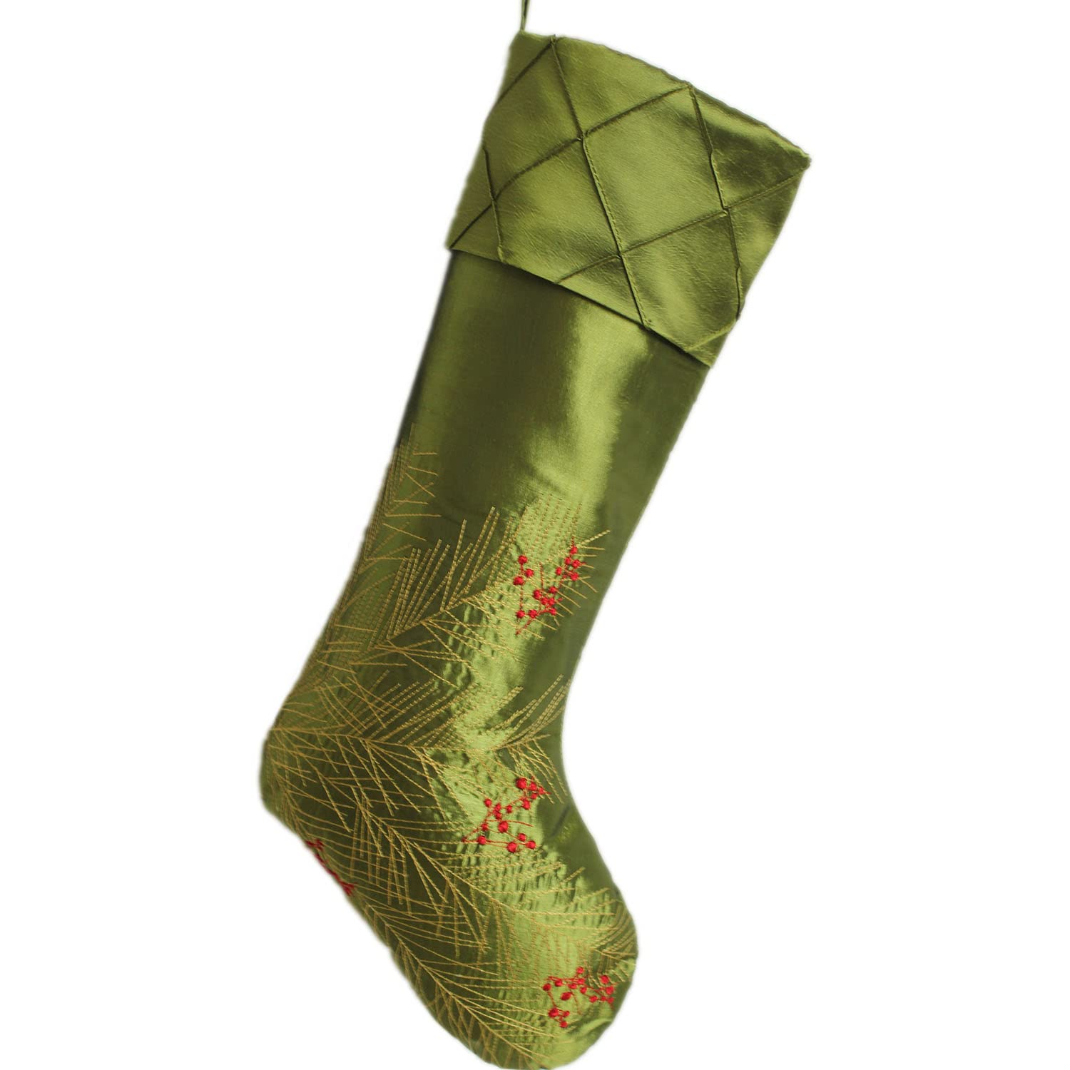 5 stücke grün goldene astes und rote Früchte Weihnachtssocken Weihnachtsstrumpfgeschenk Taschen Handgemachte Socken Weihnachtsbaum Dekoration Socken