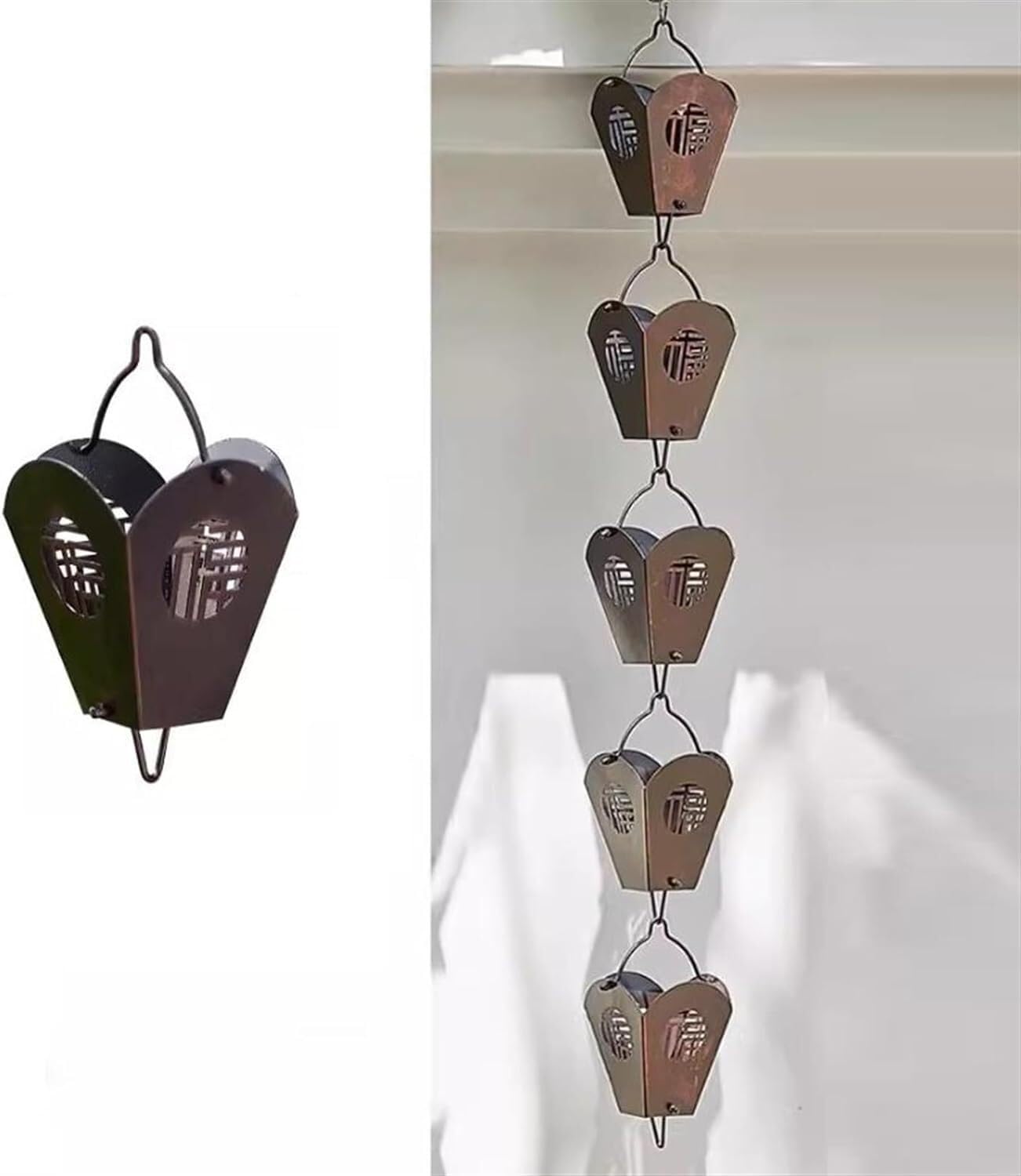 Rynna spustowa Łańcuch deszczowy Dzwonek deszczowy/rozłącznik kolektora, Drenaż krajobrazowy z patio ogrodowego ((Style 1,3m/10ft)