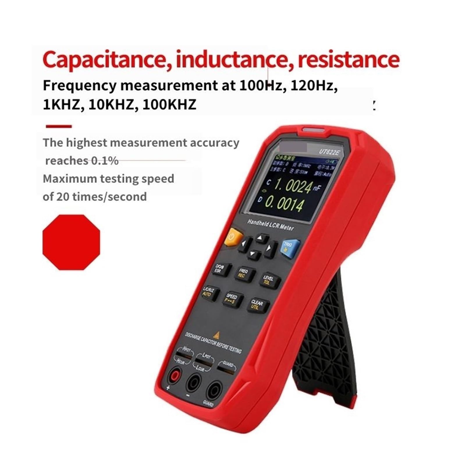 Tisch-LCR-Messgerät, UT622A Dreiphasiges Digitales Intelligentes Handbrücken-LCR-Messgerät, Elektrischer Multimeter-Tester, 10 KHz-Kapazitätsmesser, Hohe Genauigkeit, 2,8 Zoll TFT