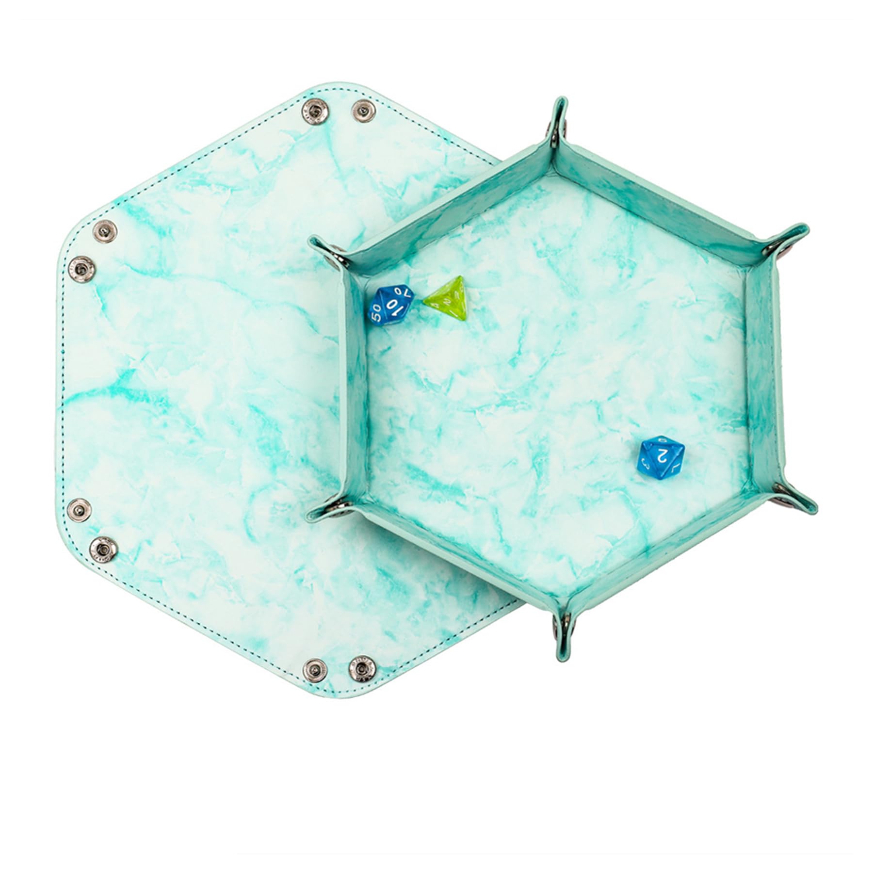 Hotooldo Double Sided PU Leather Hexagonal Dice Tray - Image 2