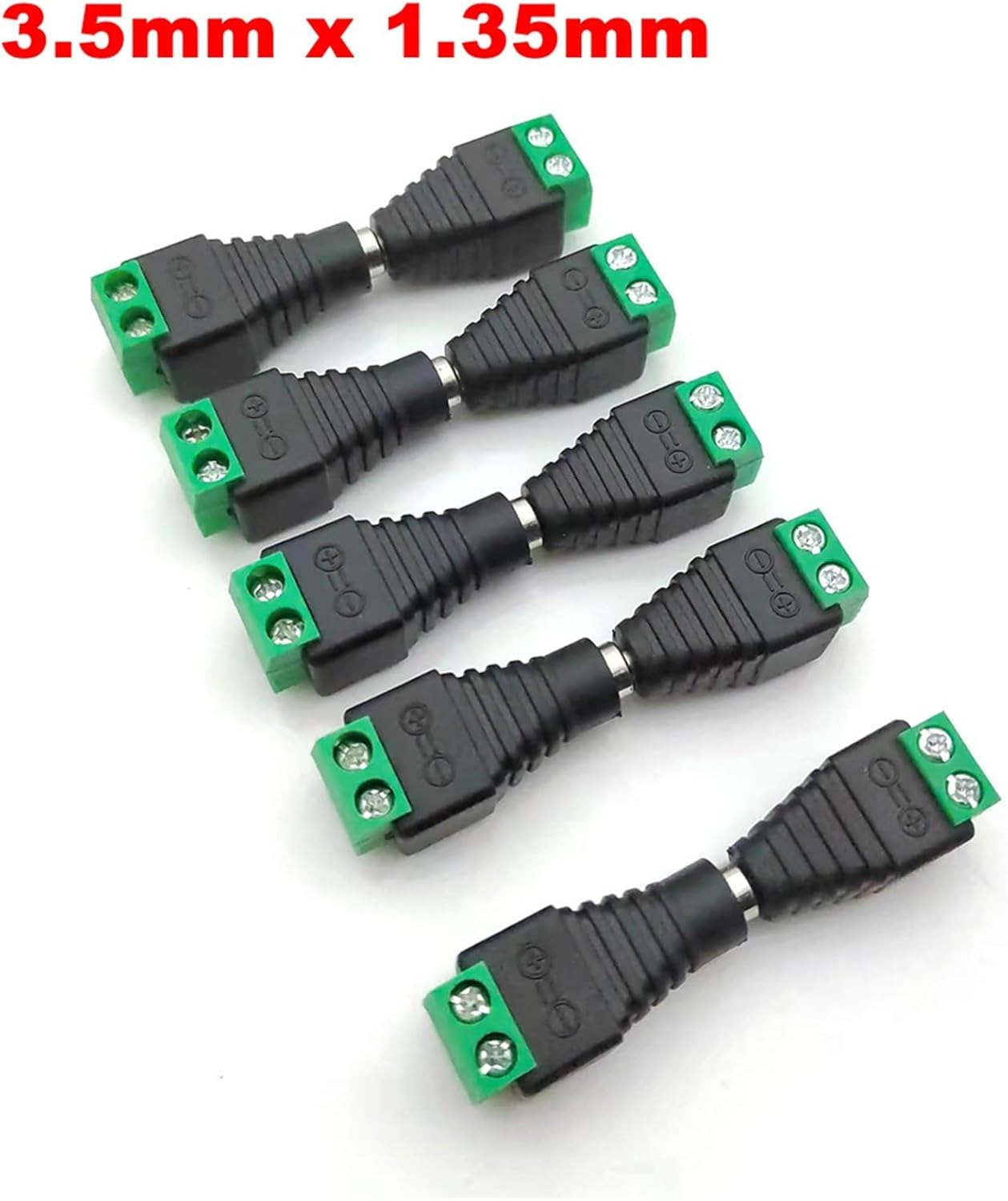 5Sets 3.5mm x 1.35mm Female Male DC Power Adapter Female Jack Adapter Connector Male Socket Green