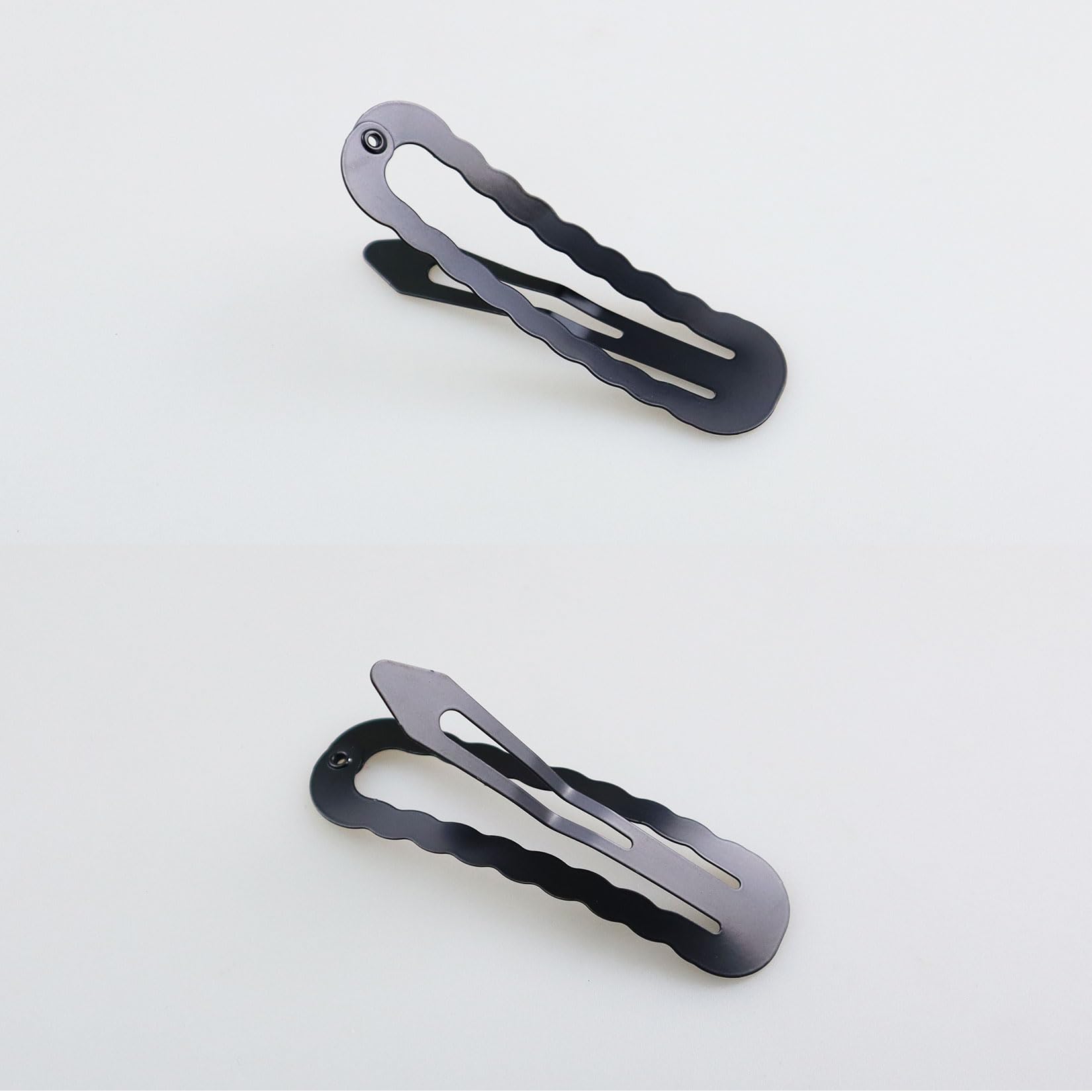 20 Pcs Snap Hair Clips, Black Hair Accessories, Anti-slip Snap Clip 6 CM Hair Clips for All Hair Types (Wavy Oval) - Image 3